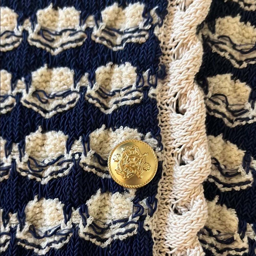 J. Crew Blue and Cream Cardigan Sweater - Picture 6 of 8